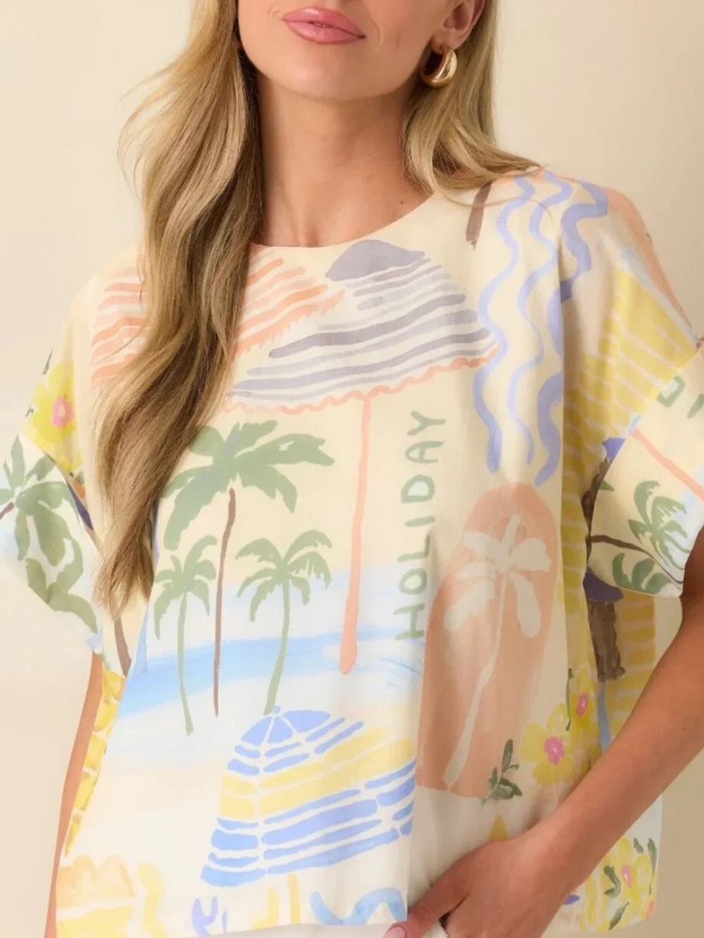 Prosperina NWT Baileigh Tropical Top X Small Short Sleeves Cotton Lightweight